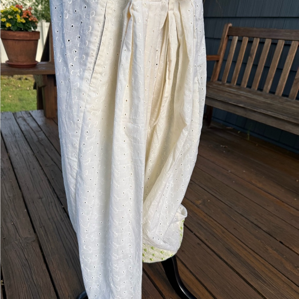 Cream Eyelet Tie-Waist Beach Pants with Ribbon Ankle detailing